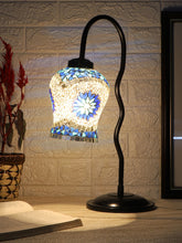 Multicolor Mosaic Glass Zig Zag Curvy Table lamp with Iron Base (EN15)